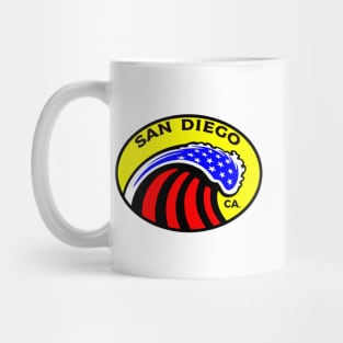 San Diego California Surfing Surf Patriotic Wave Mug